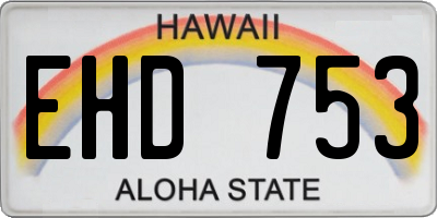 HI license plate EHD753