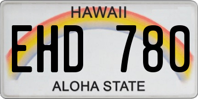 HI license plate EHD780