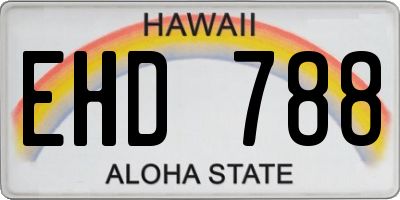 HI license plate EHD788