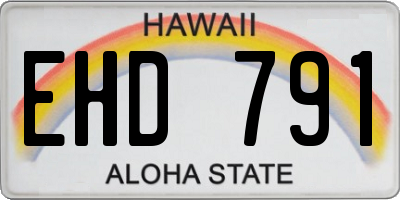HI license plate EHD791