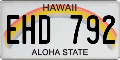 HI license plate EHD792