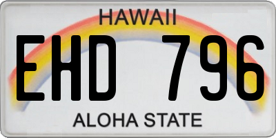 HI license plate EHD796