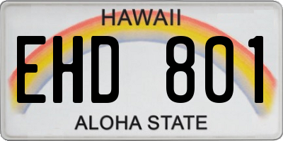 HI license plate EHD801