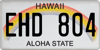 HI license plate EHD804