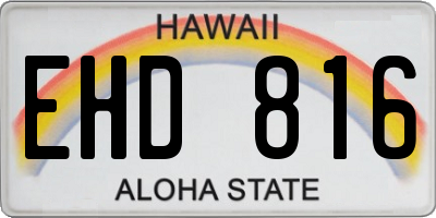 HI license plate EHD816