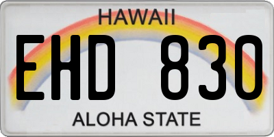 HI license plate EHD830