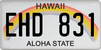 HI license plate EHD831
