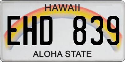 HI license plate EHD839