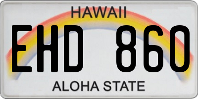 HI license plate EHD860