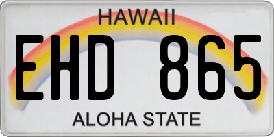 HI license plate EHD865
