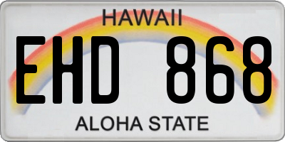 HI license plate EHD868
