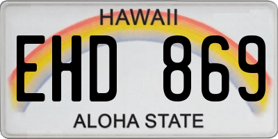 HI license plate EHD869