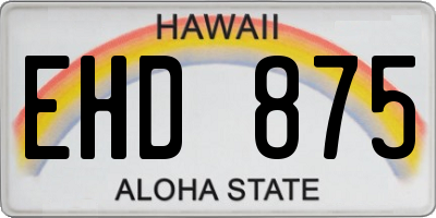 HI license plate EHD875