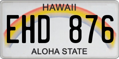 HI license plate EHD876
