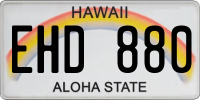 HI license plate EHD880