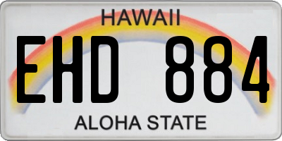 HI license plate EHD884