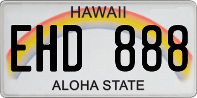 HI license plate EHD888