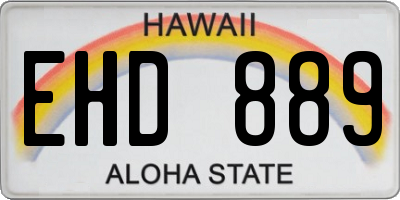 HI license plate EHD889