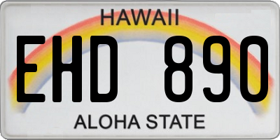 HI license plate EHD890