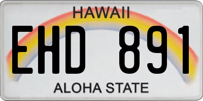 HI license plate EHD891