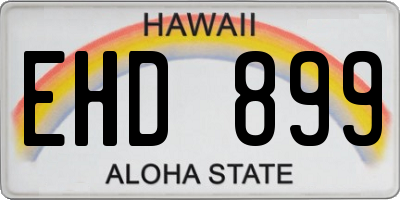 HI license plate EHD899