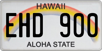 HI license plate EHD900