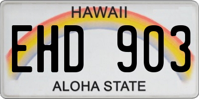 HI license plate EHD903