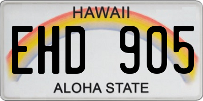 HI license plate EHD905