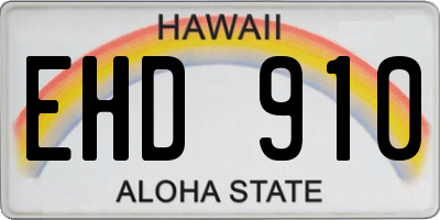 HI license plate EHD910