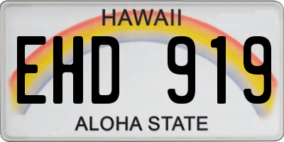 HI license plate EHD919