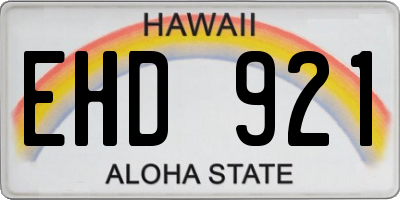 HI license plate EHD921