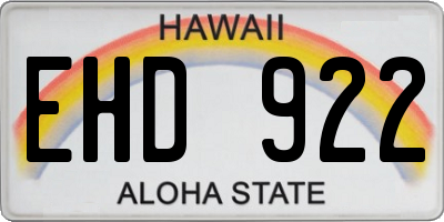 HI license plate EHD922