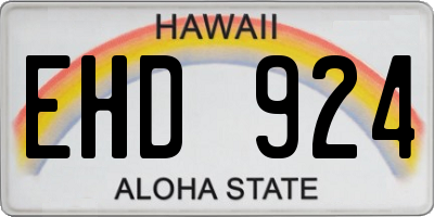 HI license plate EHD924