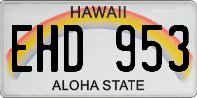 HI license plate EHD953