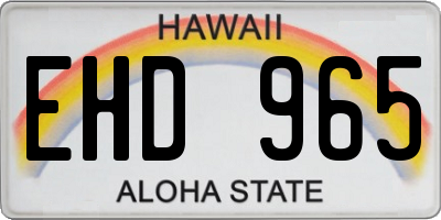 HI license plate EHD965