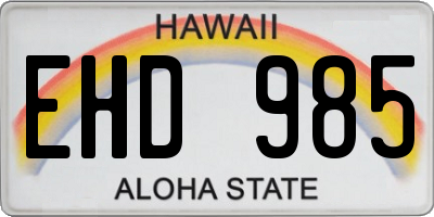 HI license plate EHD985
