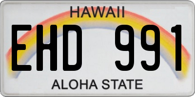 HI license plate EHD991