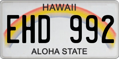 HI license plate EHD992