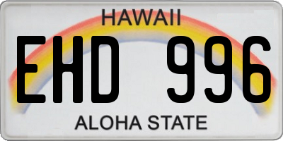 HI license plate EHD996