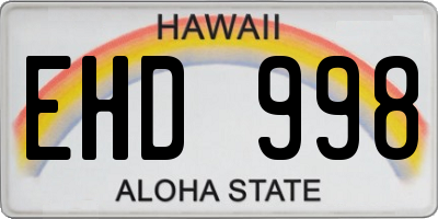 HI license plate EHD998