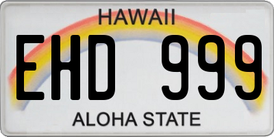 HI license plate EHD999