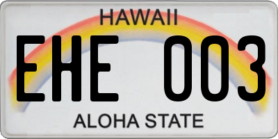 HI license plate EHE003