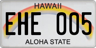 HI license plate EHE005