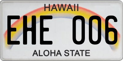 HI license plate EHE006
