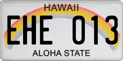 HI license plate EHE013