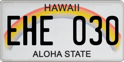 HI license plate EHE030