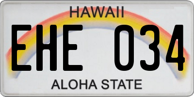 HI license plate EHE034