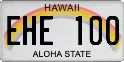 HI license plate EHE100