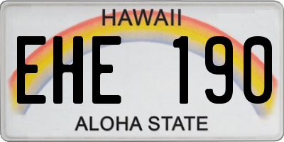 HI license plate EHE190