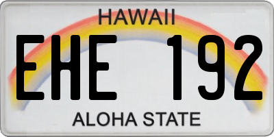 HI license plate EHE192